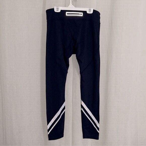 TORY SPORT L Navy Crop White Light Reflective Athletic Leggings - Picture 2 of 14
